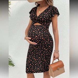 NWOT SHEIN Maternity Floral Print Short Sleeve Mini Dress